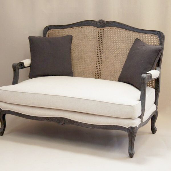 French 2 Seater Sofa with Rattan Back